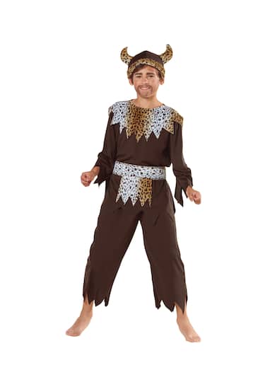 34098877 Brown & Black Viking Warrior Caveman Boy Child Halloween Costume - Medium